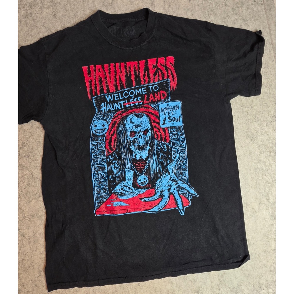 Spencer's Gifts Hauntless Land T-Shirt Mens Medium Black Grim Reaper Ghoul Tee